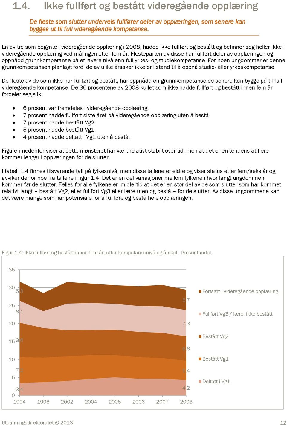 Flesteparten av disse har fullført deler av opplæringen og oppnådd grunnkompetanse på et lavere nivå enn full yrkes- og studiekompetanse.