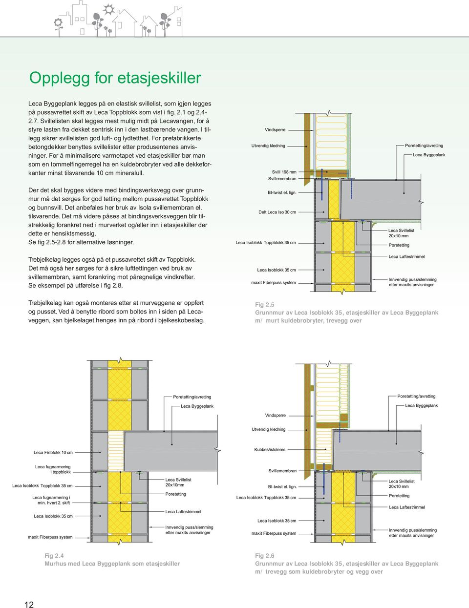 For prefabrikkerte betongdekker benyttes svillelister etter produsentenes anvisninger.