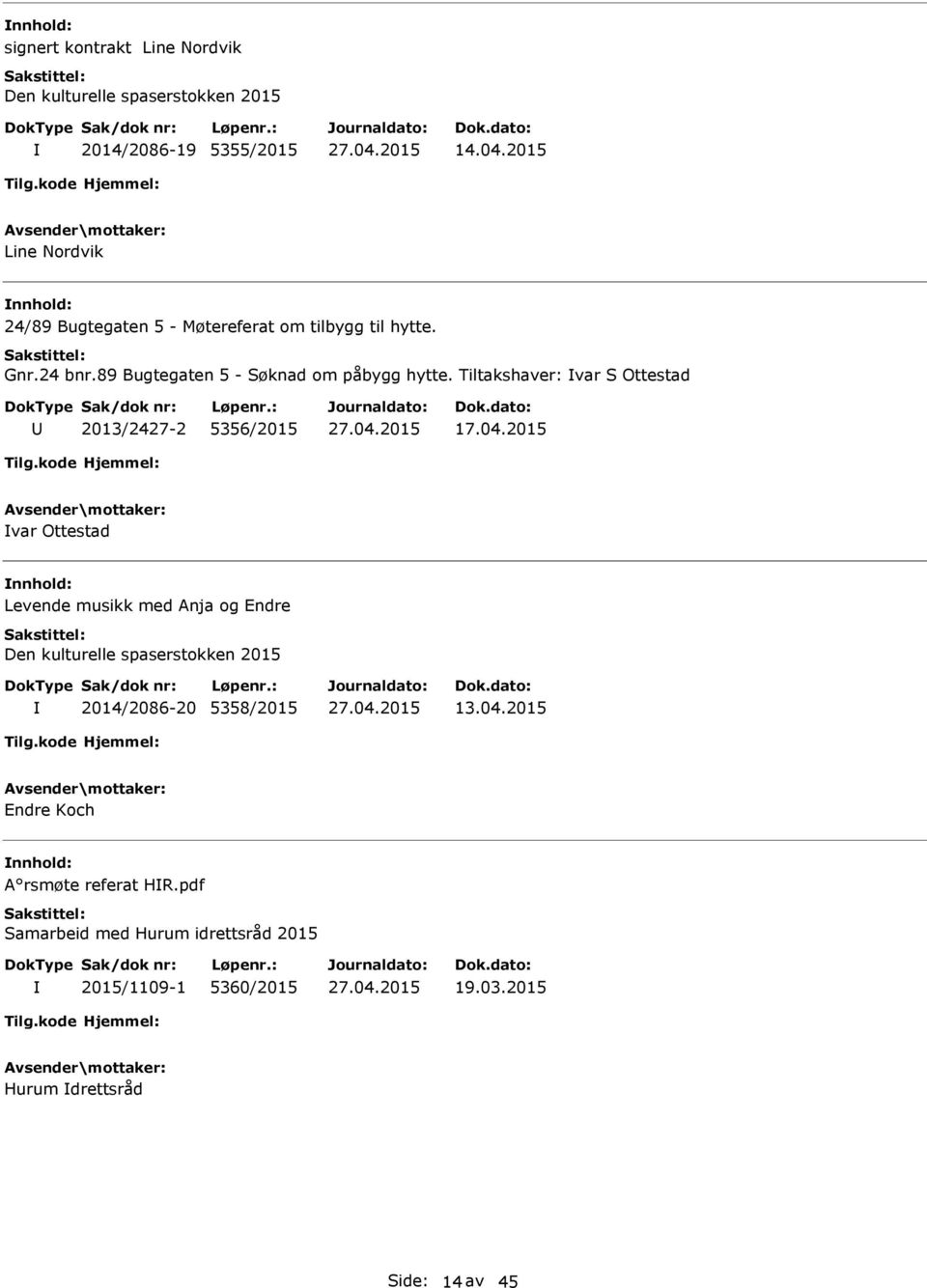 Tiltakshaver: var S Ottestad 2013/2427-2 5356/2015 17.04.