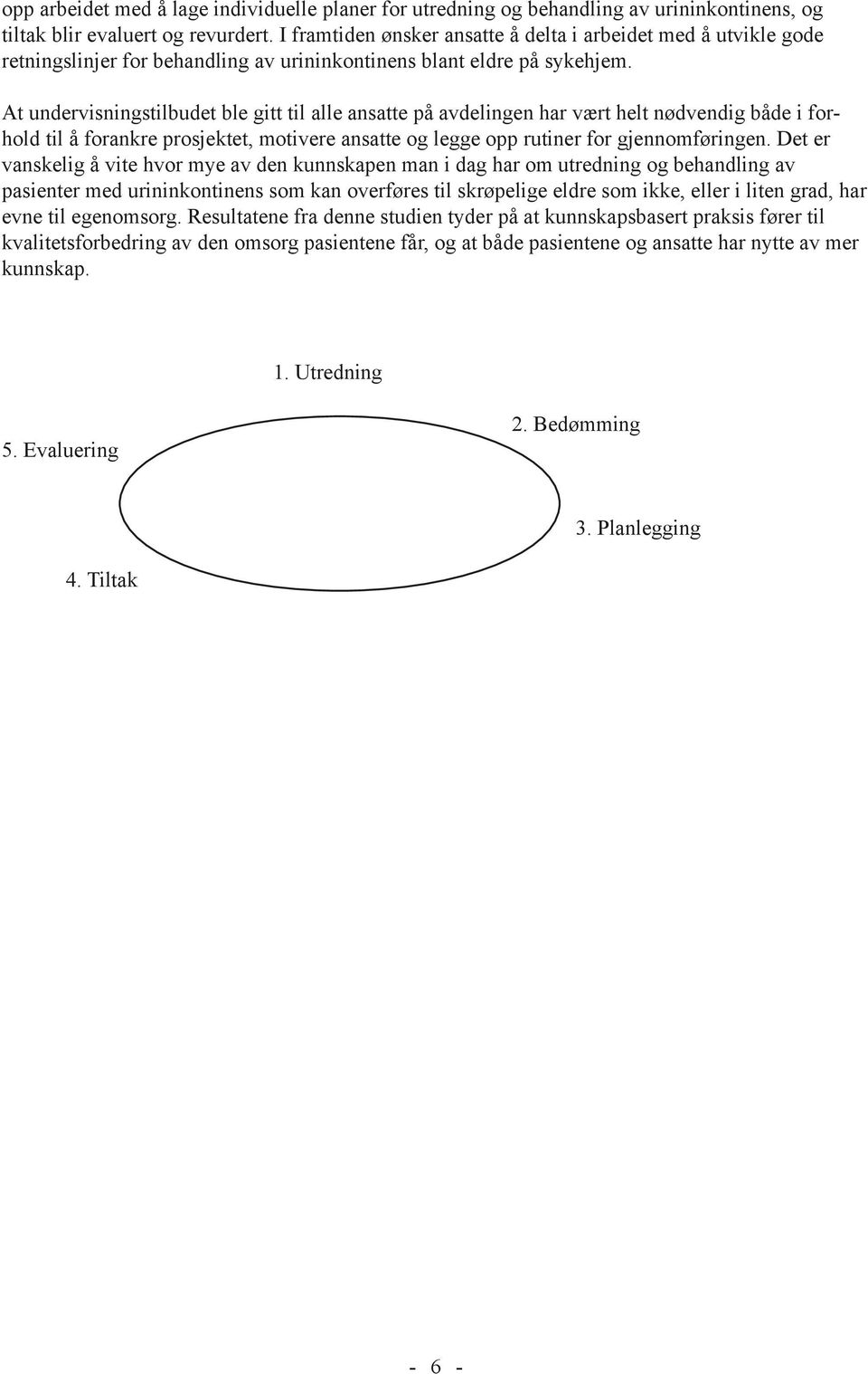 At undervisningstilbudet ble gitt til alle ansatte på avdelingen har vært helt nødvendig både i forhold til å forankre prosjektet, motivere ansatte og legge opp rutiner for gjennomføringen.