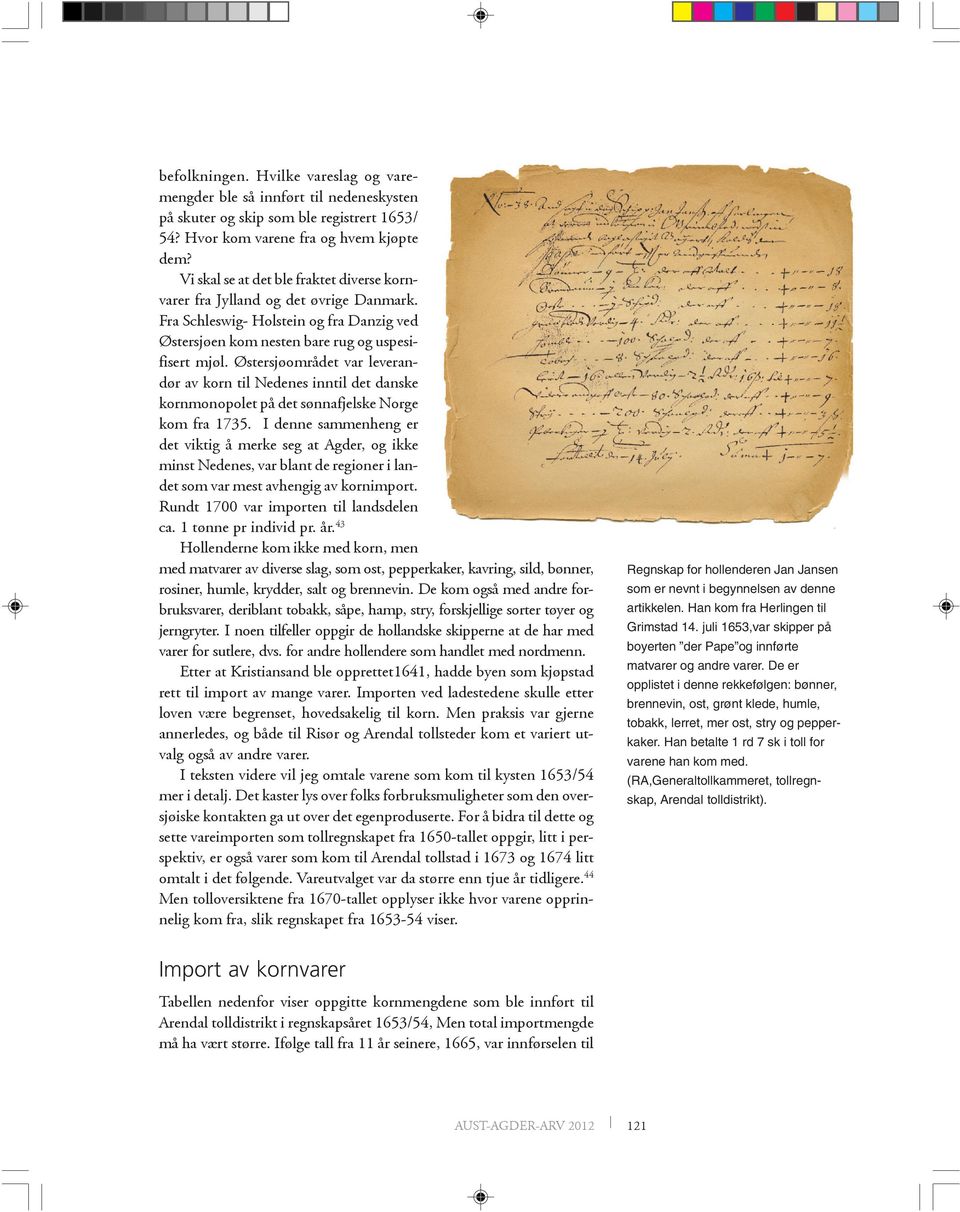 Østersjøområdet var leverandør av korn til Nedenes inntil det danske kornmonopolet på det sønnafjelske Norge kom fra 1735.