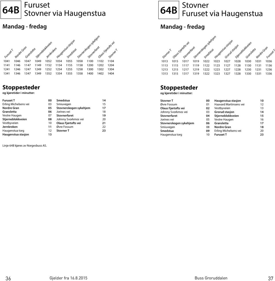 1352 1354 1355 1358 1400 1402 1404 Stovner T Stovner T Olaus Fjørtofts vei Stovnerfaret Stovnerskogen sykehjem Smedstua Haugenstua stasjon Stjerneblokkveien Gransletta Nordre Gran 1013 1015 1017 1019