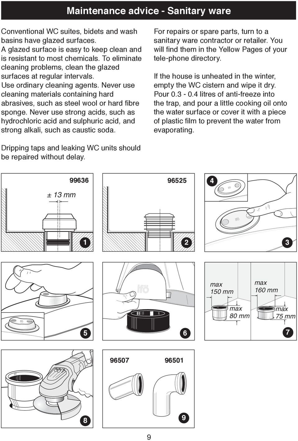 Never use cleaning materials containing hard abrasives, such as steel wool or hard fibre sponge.