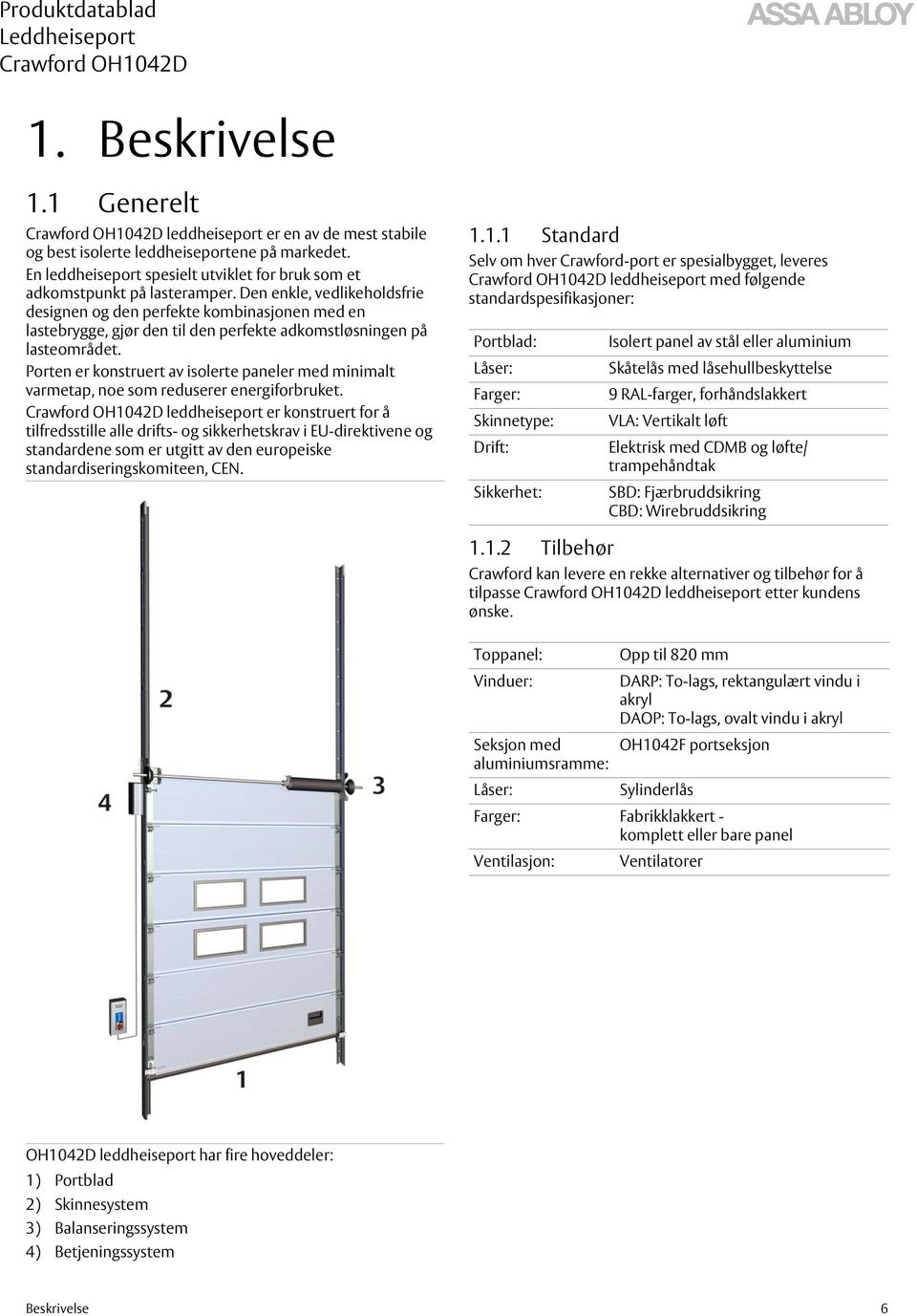 Porten er konstruert av isolerte paneler med minimalt varmetap, noe som reduserer energiforbruket.