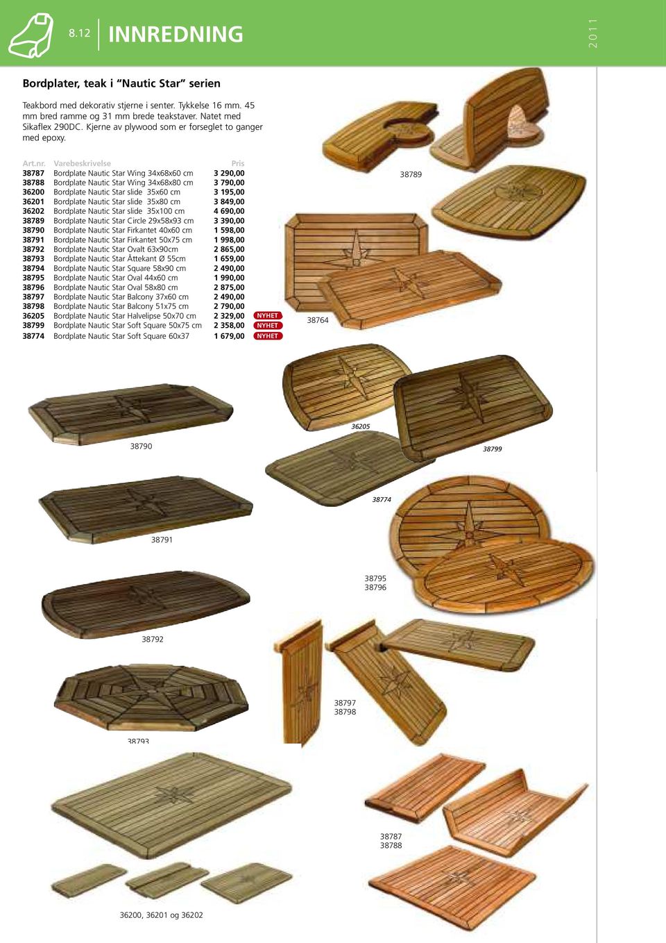 Varebeskrivelse 38787 Bordplate Nautic Star Wing 34x68x60 cm 3 290,00 38788 Bordplate Nautic Star Wing 34x68x80 cm 3 790,00 36200 Bordplate Nautic Star slide 35x60 cm 3 195,00 36201 Bordplate Nautic