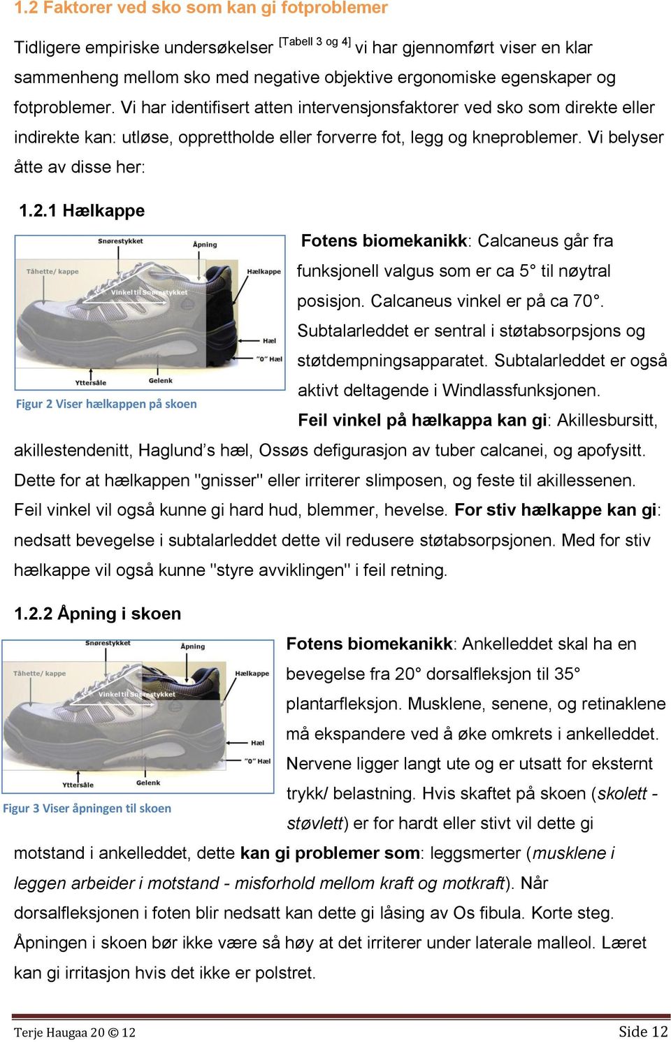 1 Hælkappe Fotens biomekanikk: Calcaneus går fra funksjonell valgus som er ca 5 til nøytral posisjon. Calcaneus vinkel er på ca 70.