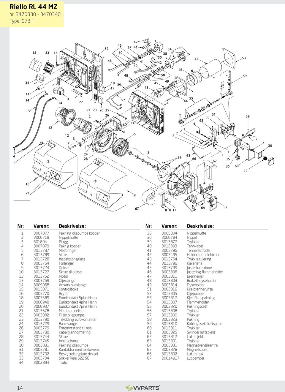 3003764 Forlenger 9 3013724 Deksel 10 3013727 Skrue til deksel 12 3013752 Motor 13 3003769 Oljeslange 14 3009068 Ansats oljeslange 15 3013071 Kontrollboks 16 3003770 Bryter 18 3007589 Eurokontakt