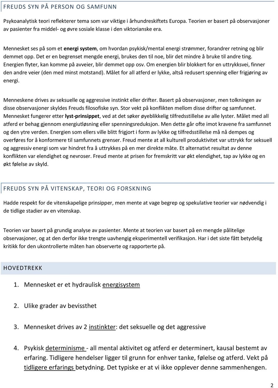 Mennesket ses på som et energi system, om hvordan psykisk/mental energi strømmer, forandrer retning og blir demmet opp.