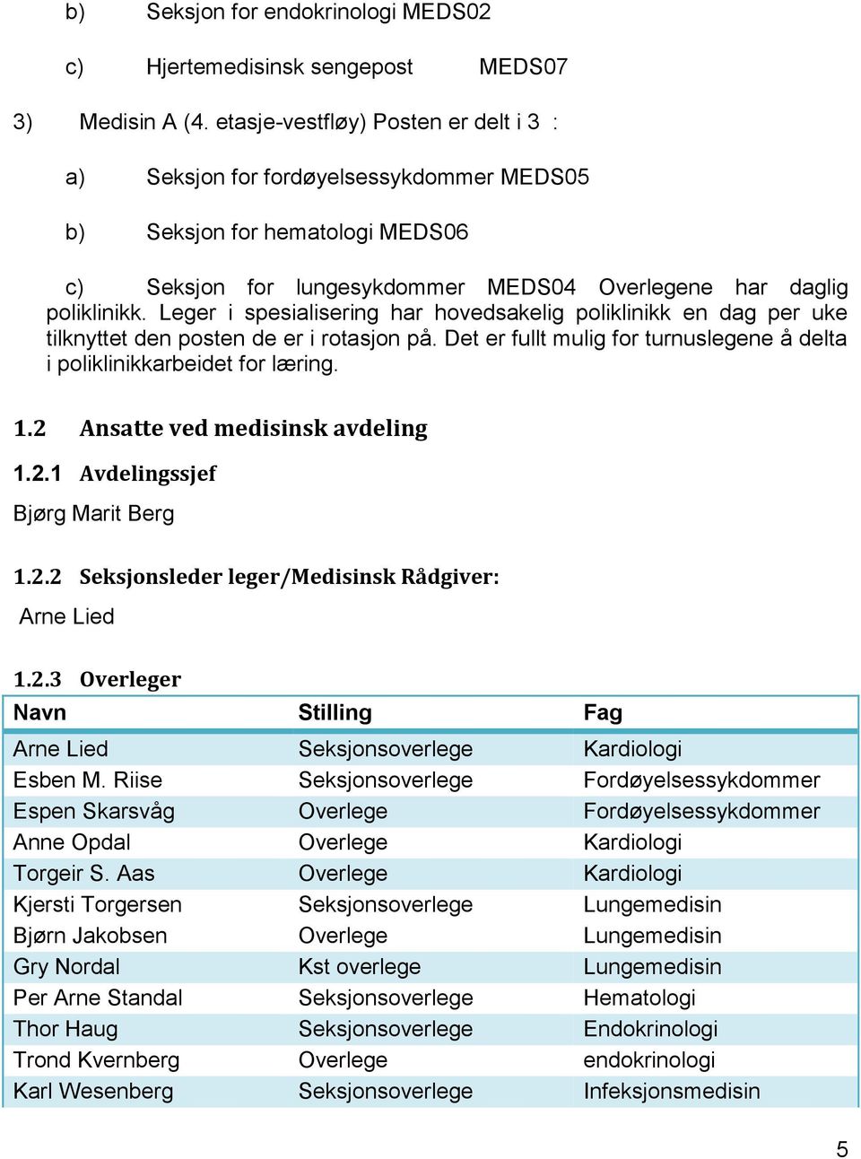 Leger i spesialisering har hovedsakelig poliklinikk en dag per uke tilknyttet den posten de er i rotasjon på. Det er fullt mulig for turnuslegene å delta i poliklinikkarbeidet for læring. 1.