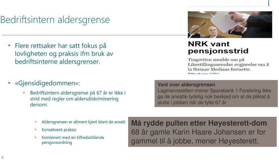 mener Sparebank 1 Forsikring ikke ga de ansatte tydelig nok beskjed om at de pliktet å slutte i jobben når de fylte 67 år Aldersgrensen er allment kjent blant