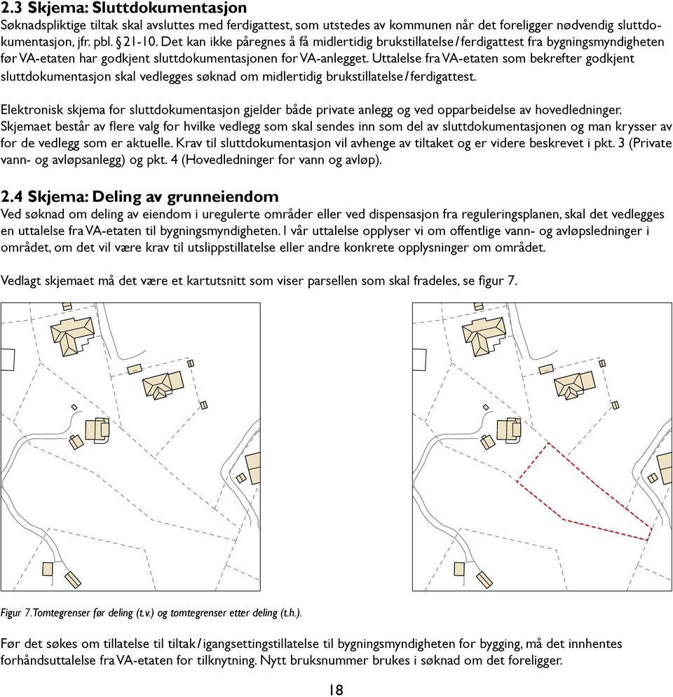 Uttalelse fra VA-etaten som bekrefter godkjent sluttdokumentasjon skal vedlegges søknad om midlertidig brukstillatelse / ferdigattest.