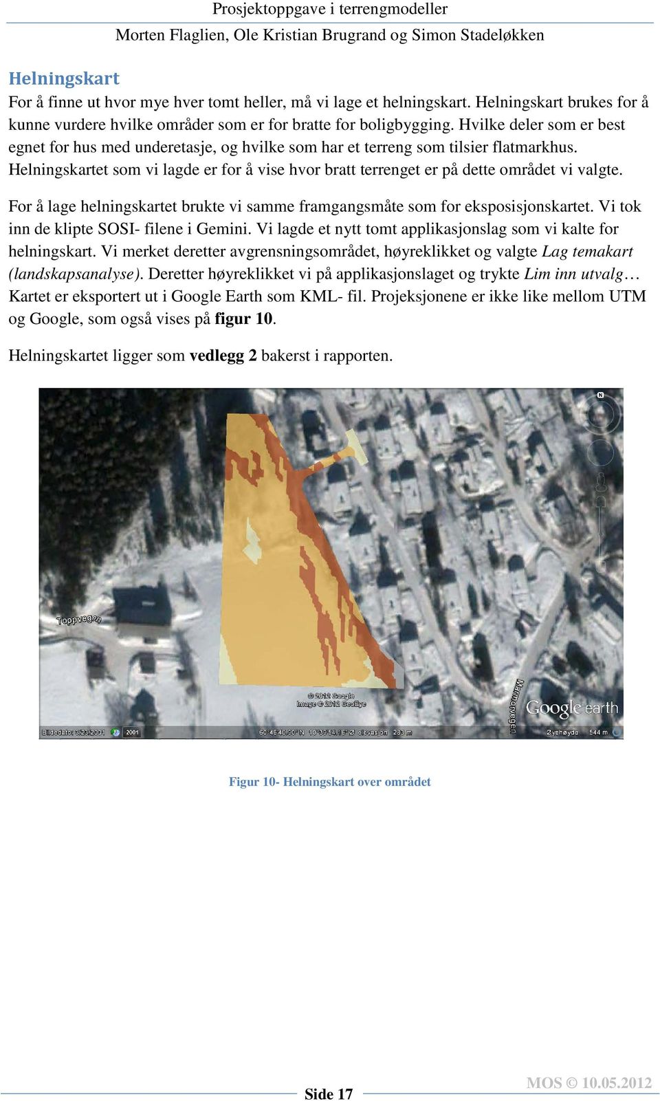 Helningskartet som vi lagde er for å vise hvor bratt terrenget er på dette området vi valgte. For å lage helningskartet brukte vi samme framgangsmåte som for eksposisjonskartet.