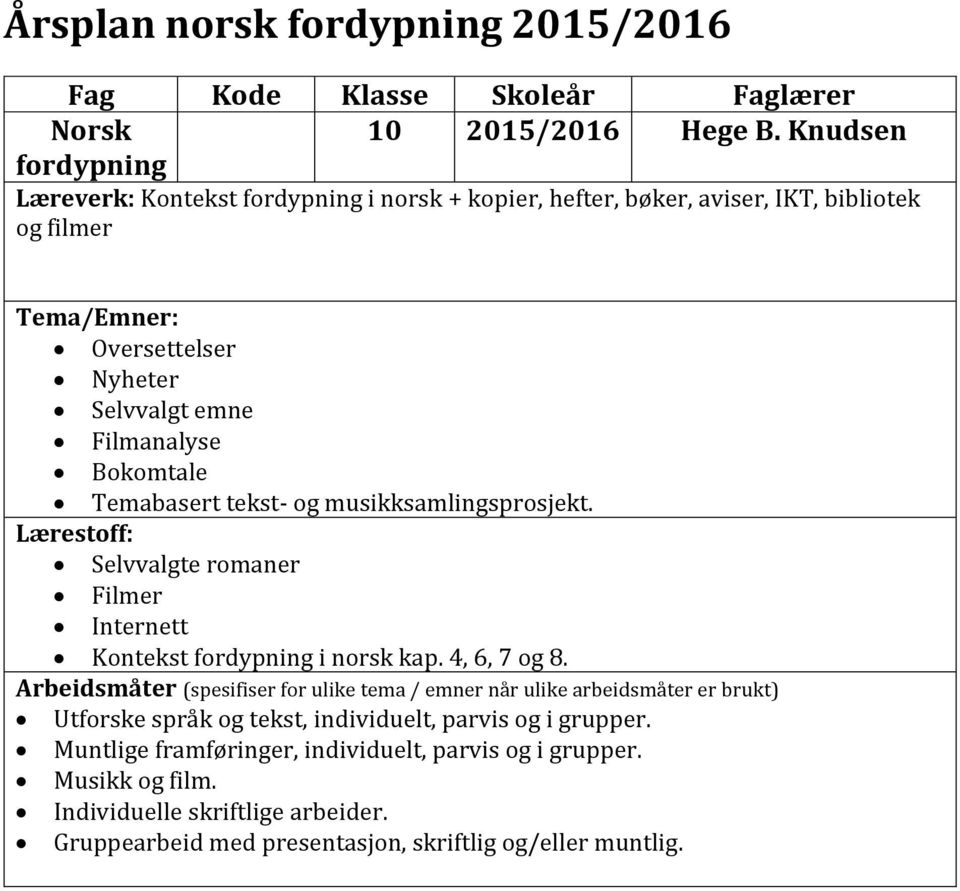 Bokomtale Temabasert tekst- og musikksamlingsprosjekt. Lærestoff: Selvvalgte romaner Filmer Internett Kontekst fordypning i norsk kap. 4, 6, 7 og 8.