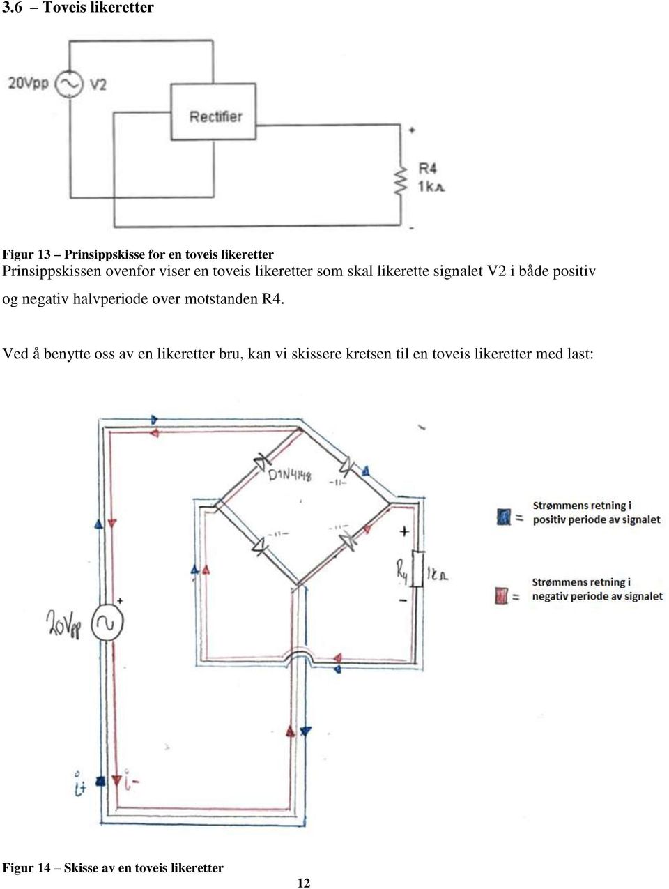 negativ halvperiode over motstanden R4.