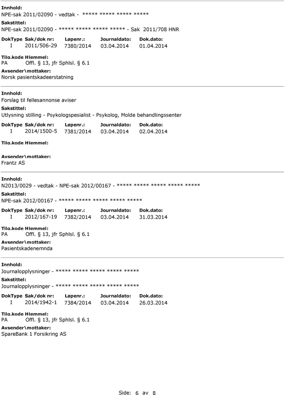 2014 nnhold: Forslag til fellesannonse aviser tlysning stilling - Psykologspesialist - Psykolog, Molde