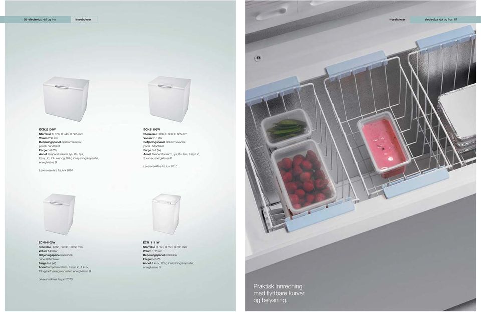 elektromekanisk, Annet temperaturalarm, lys, lås, hjul, Easy Lid, 2 kurver, energiklasse B ECN14105W Størrelse H 868, B 606, D 665 mm Volum 140 liter, Annet temperaturalarm, Easy Lid, 1