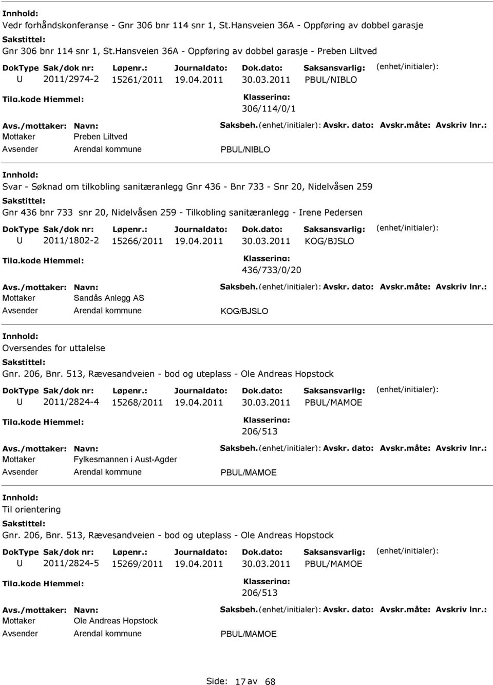 Nidelvåsen 259 Gnr 436 bnr 733 snr 20, Nidelvåsen 259 - Tilkobling sanitæranlegg - rene Pedersen 2011/1802-2 15266/2011 436/733/0/20 Sandås Anlegg AS Oversendes for uttalelse Gnr. 206, Bnr.