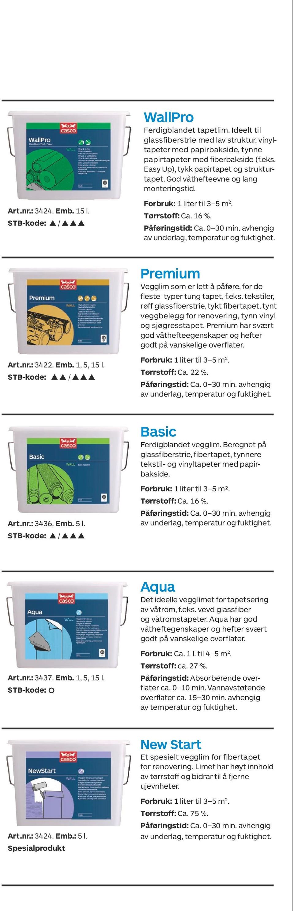 avhengig av underlag, temperatur og fuktighet. Vegglim som er lett å påføre, for de fleste typer tung tapet, f.eks.