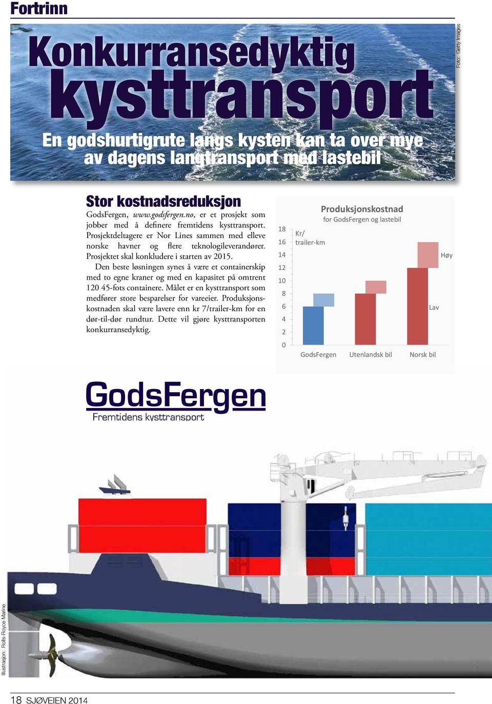 Prosjektet skal konkludere i starten av 2015. Den beste løsningen synes å være et containerskip med to egne kraner og med en kapasitet på omtrent 120 45-fots containere.