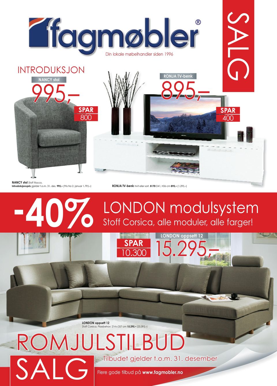 295, ) -40% LONDON modulsystem Stoff Corsica, alle moduler, alle farger! LONDON oppsett 12 15.295, 10.