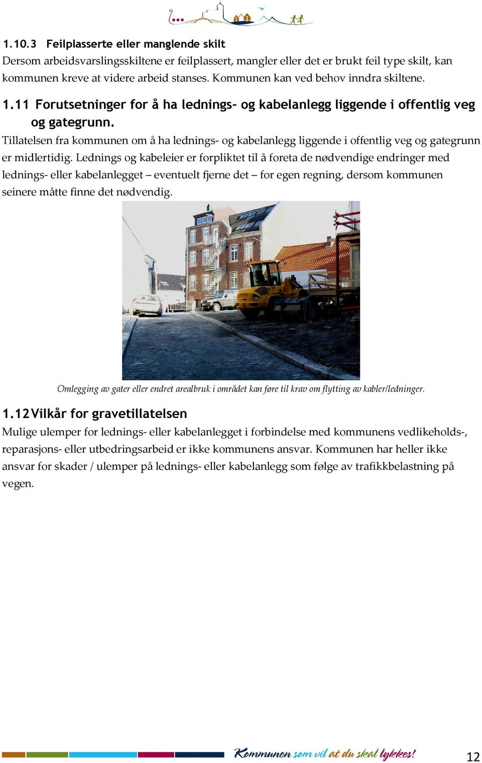 Tillatelsen fra kommunen om å ha lednings- og kabelanlegg liggende i offentlig veg og gategrunn er midlertidig.