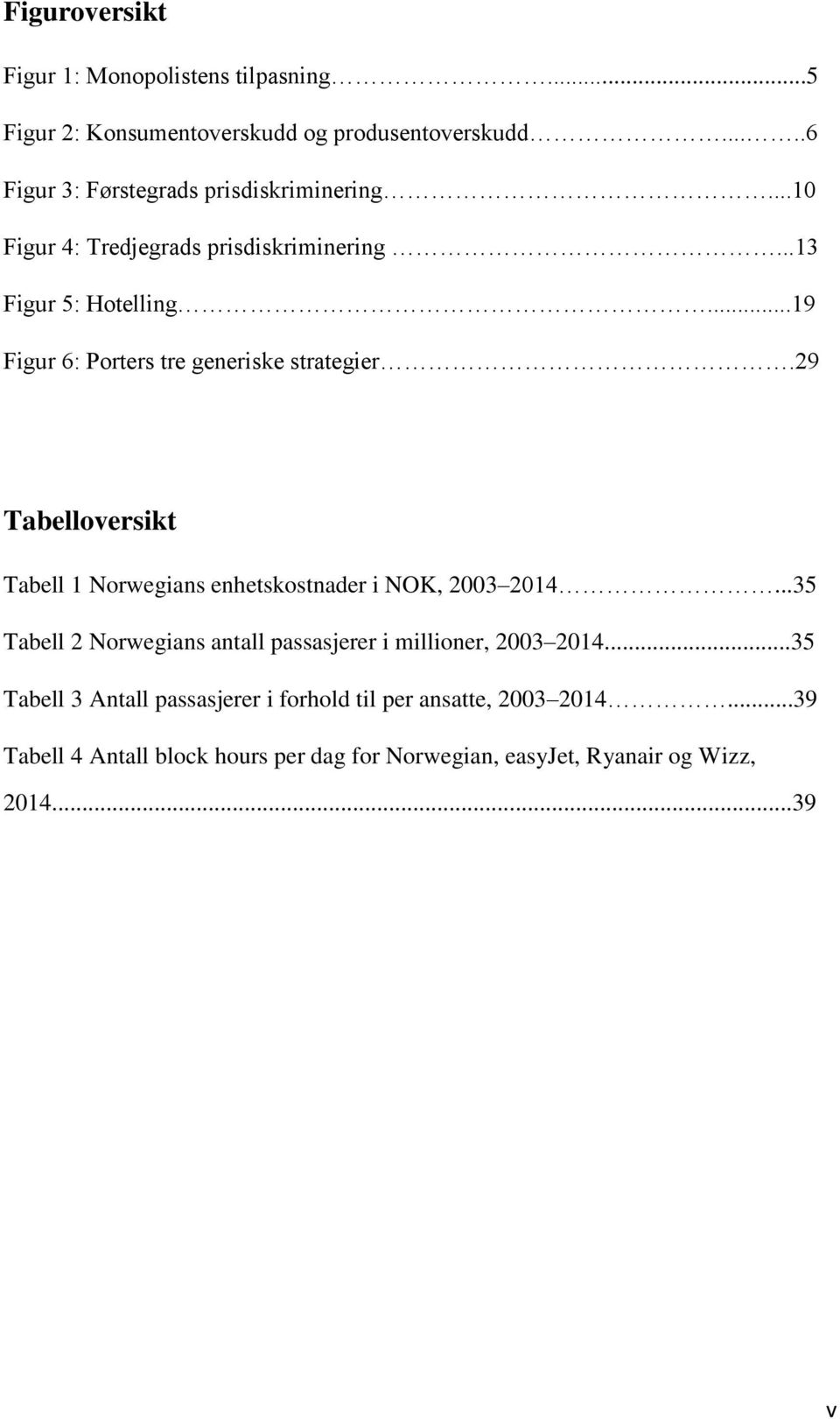 ..19 Figur 6: Porters tre generiske strategier.29 Tabelloversikt Tabell 1 Norwegians enhetskostnader i NOK, 2003 2014.