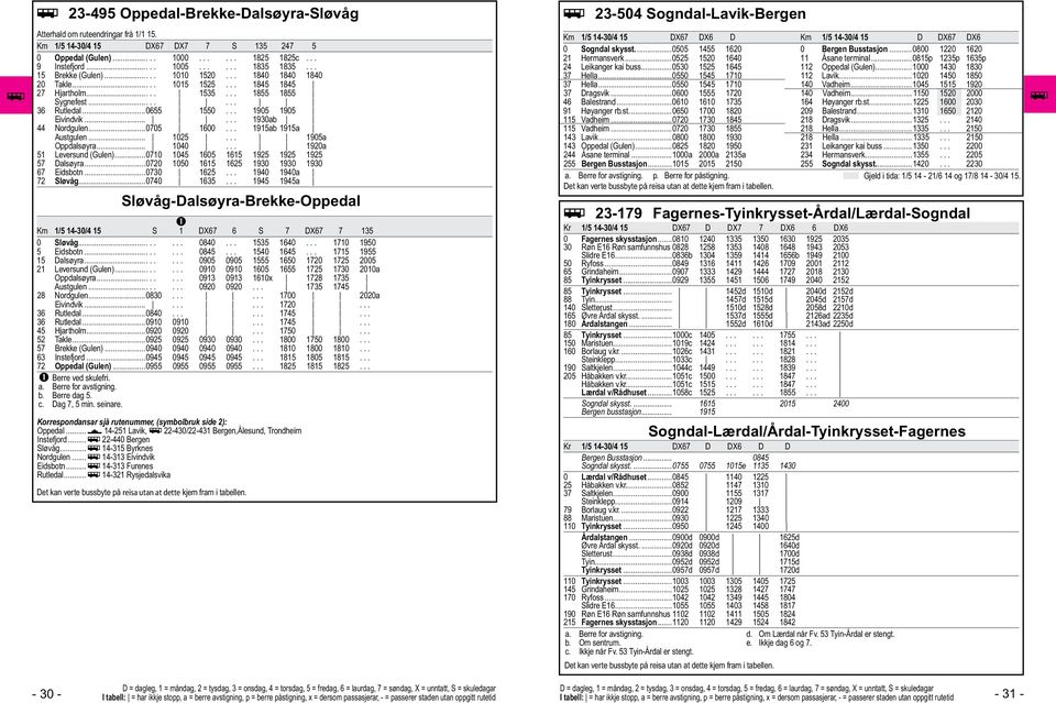 ..0655 1550... 1905 1905 Eivindvik...... 1930ab 44 Nordgulen...0705 1600... 1915ab 1915a Austgulen... 1025... 1905a Oppdalsøyra... 1040... 1920a 51 Leversund (Gulen).