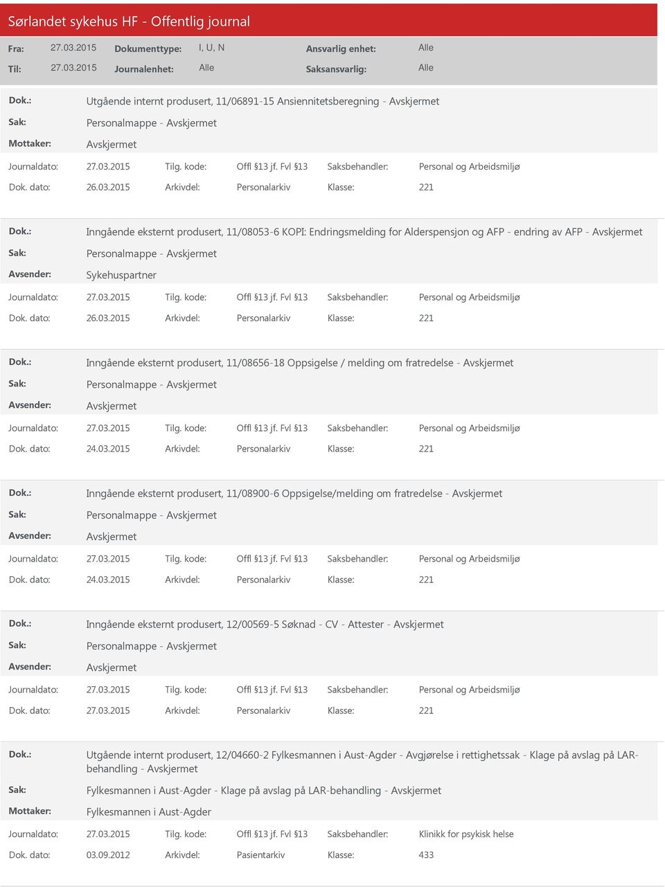 2015 Personalarkiv Inngående eksternt produsert, 11/08656-18 Oppsigelse / melding om fratredelse - Personalmappe - 24.03.