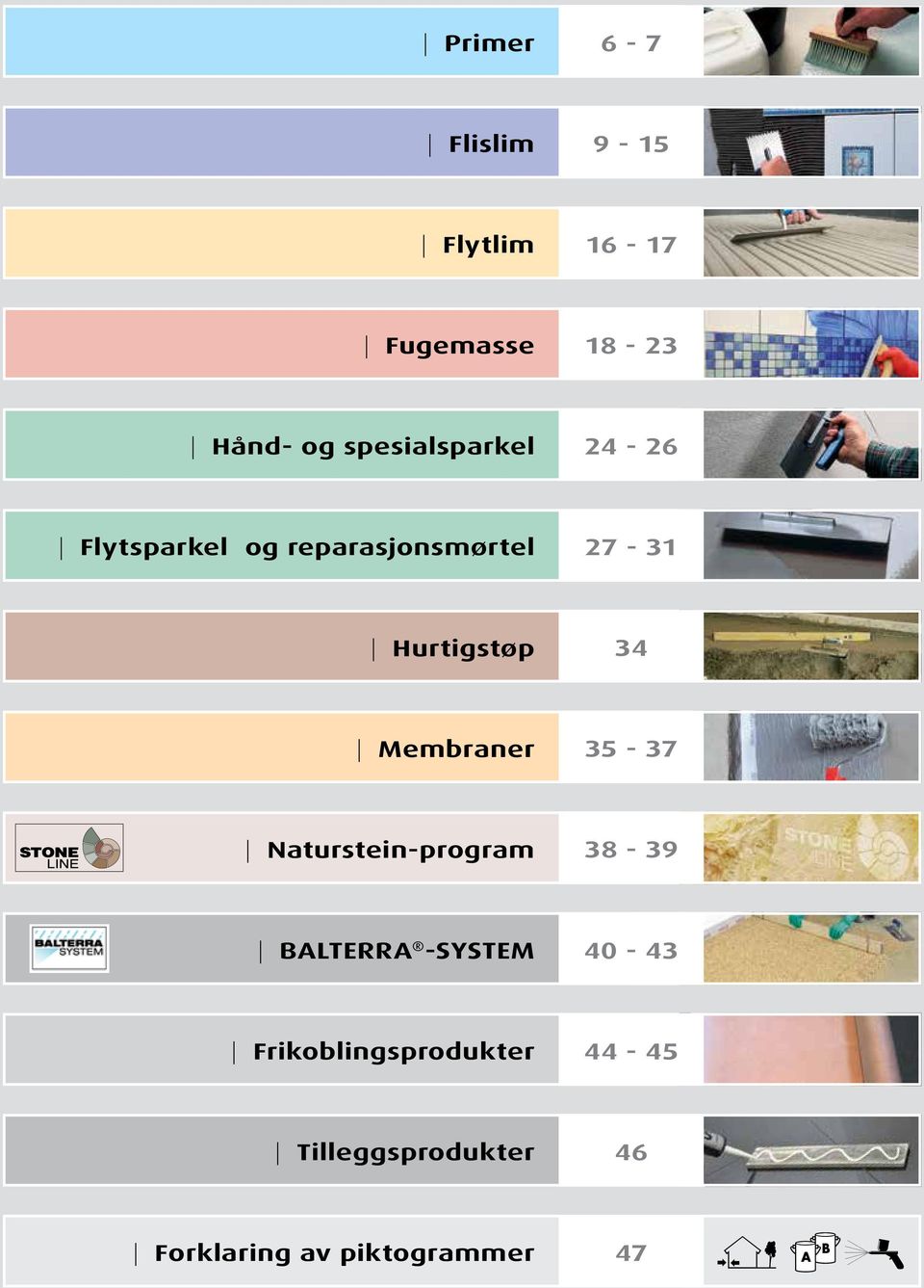 Hurtigstøp 34 Membraner 35-37 Naturstein-program 38-39 BALTERRA