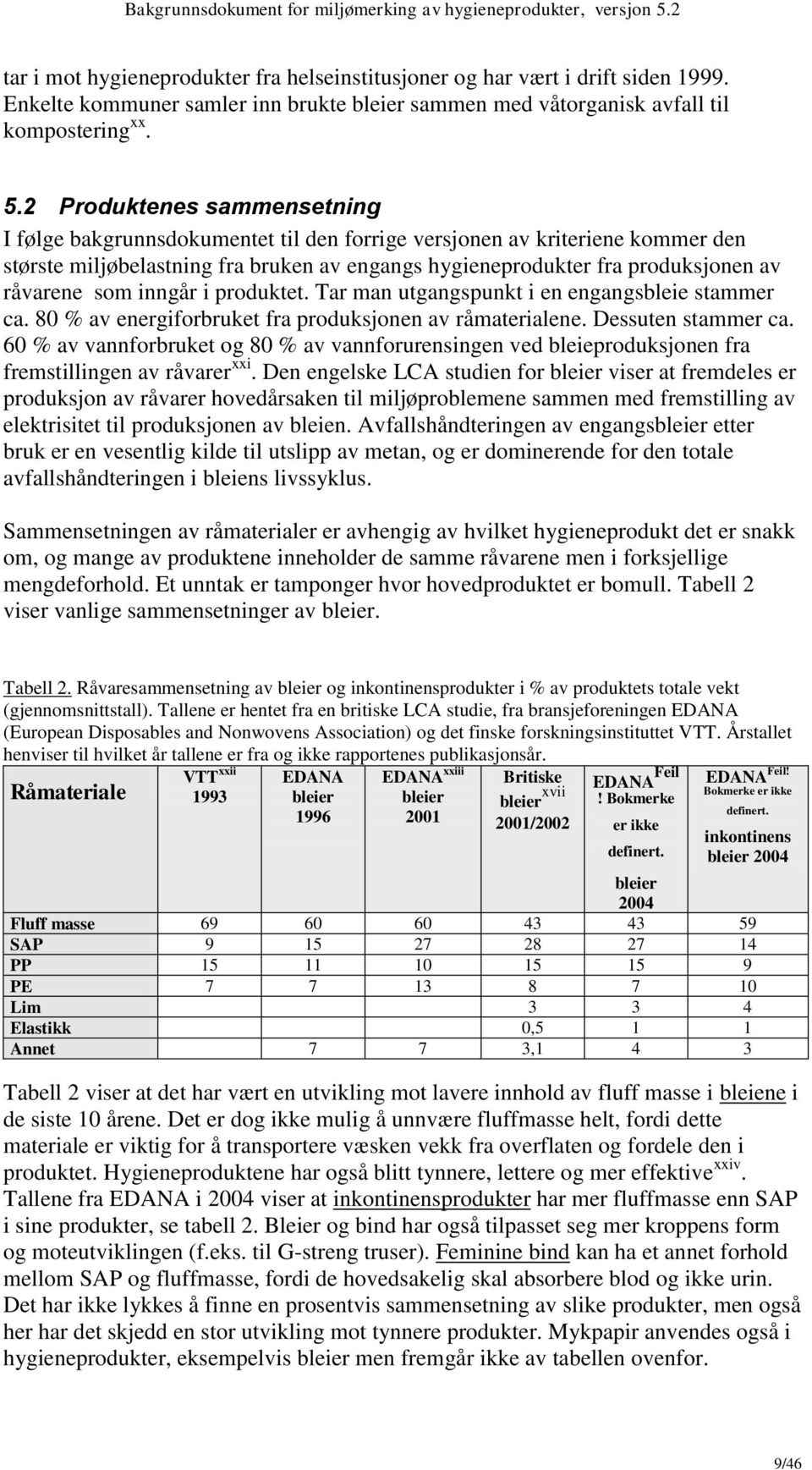 som inngår i produktet. Tar man utgangspunkt i en engangsbleie stammer ca. 80 % av energiforbruket fra produksjonen av råmaterialene. Dessuten stammer ca.