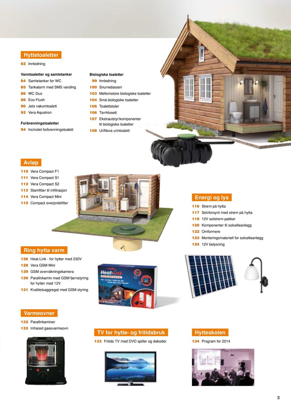 Ekstrautstyr/komponenter til biologiske toaletter 108 UriNova urintoalett Avløp 110 Vera Compact F1 111 Vera Compact S1 112 Vera Compact S2 113 Slamfilter til infiltrasjon 114 Vera Compact Mini 115