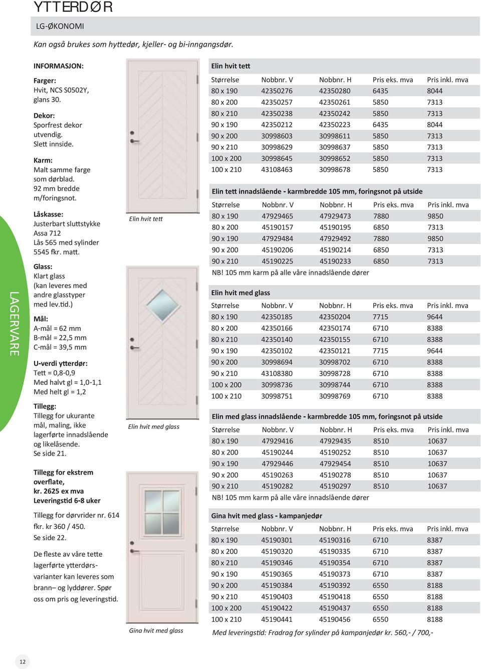 Glass: Klart glass (kan leveres med andre glasstyper med lev.tid.