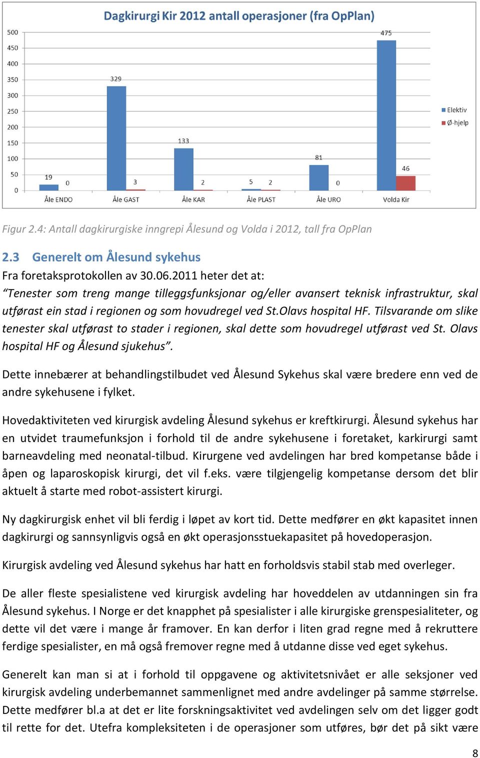 Tilsvarande om slike tenester skal utførast to stader i regionen, skal dette som hovudregel utførast ved St. Olavs hospital HF og Ålesund sjukehus.