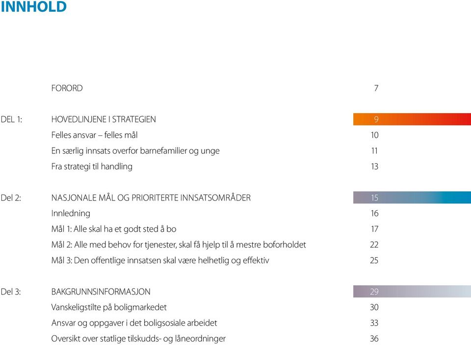 for tjenester, skal få hjelp til å mestre boforholdet 22 Mål 3: Den offentlige innsatsen skal være helhetlig og effektiv 25 Del 3: