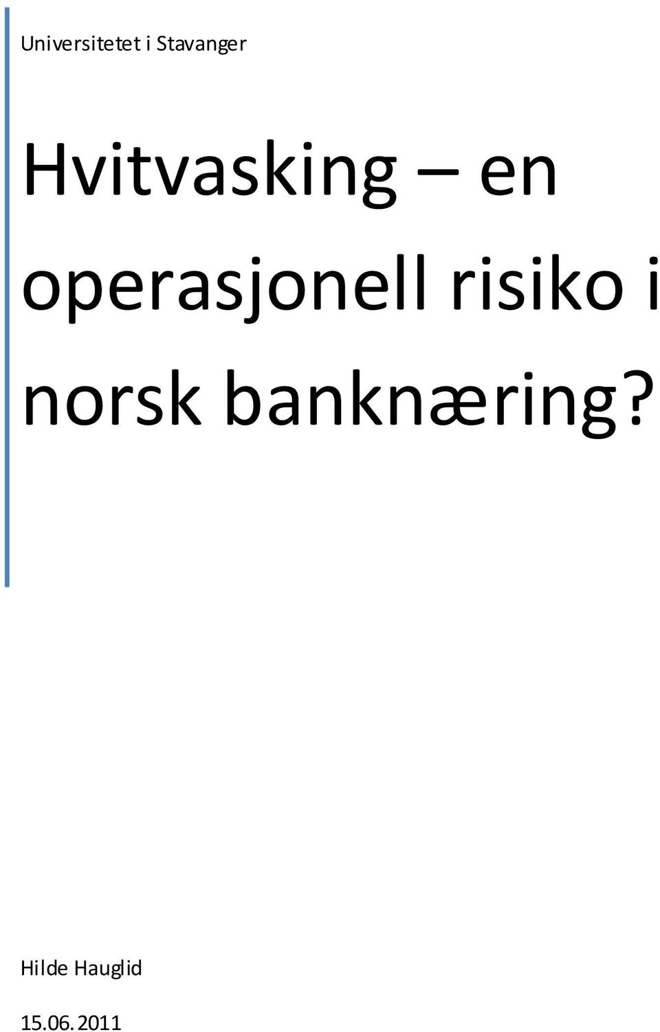 operasjonell risiko i