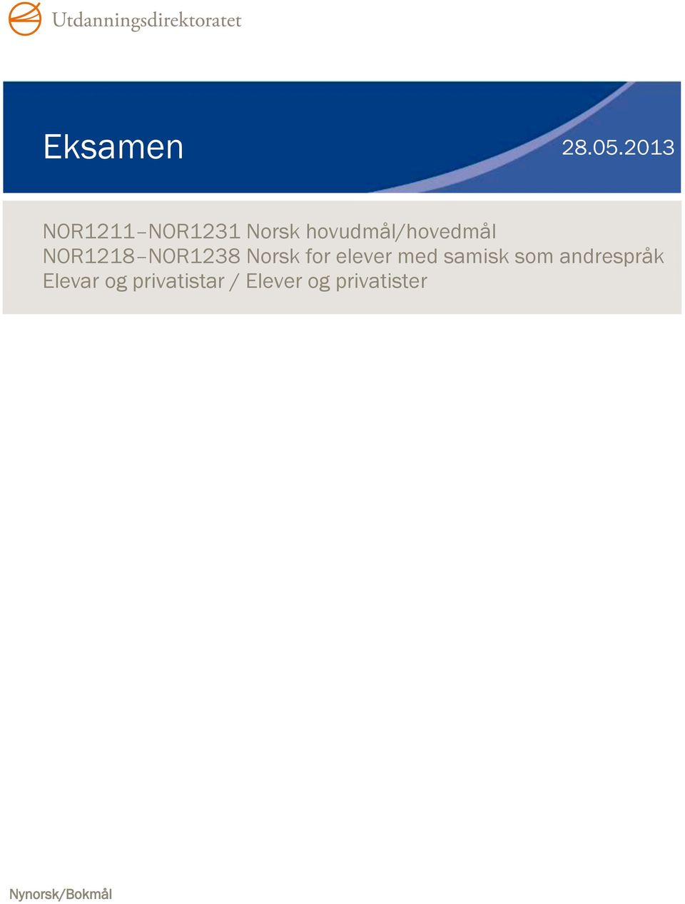 NOR1218 NOR1238 Norsk for elever med samisk