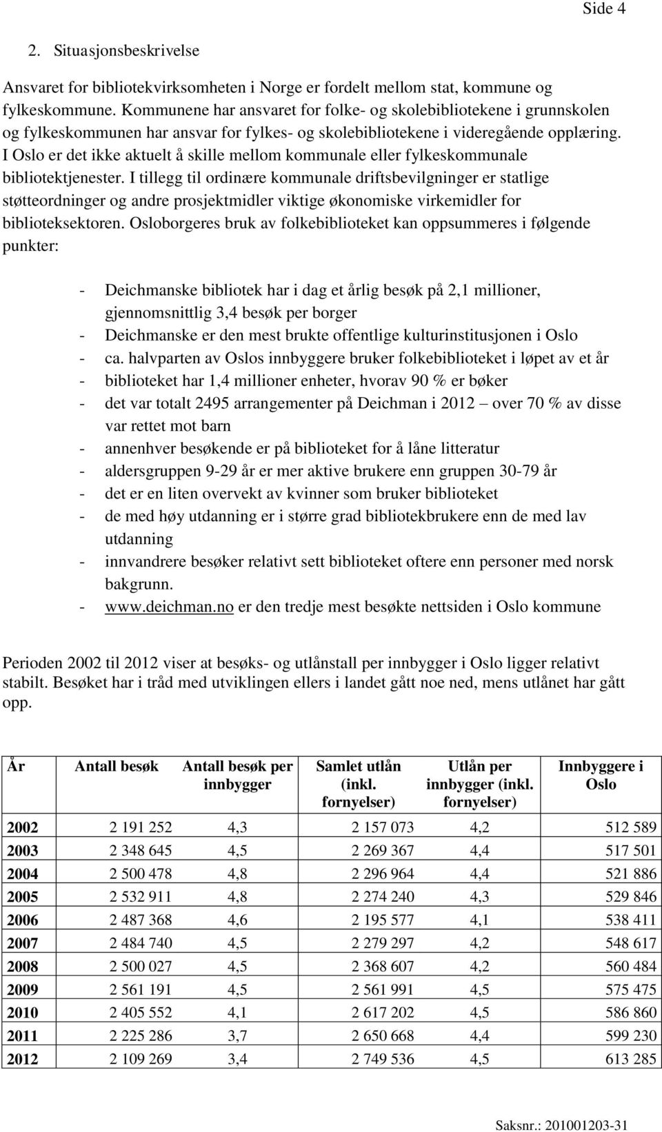 I Oslo er det ikke aktuelt å skille mellom kommunale eller fylkeskommunale bibliotektjenester.