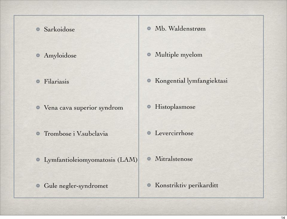 lymfangiektasi Vena cava superior syndrom Histoplasmose Trombose