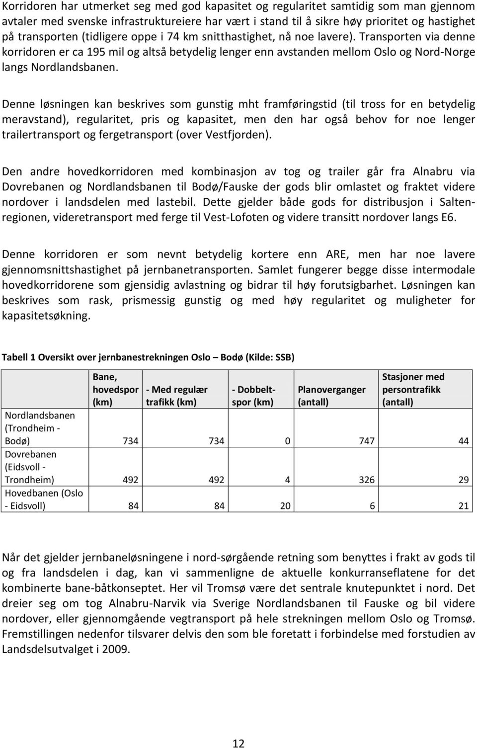 Denne løsningen kan beskrives som gunstig mht framføringstid (til tross for en betydelig meravstand), regularitet, pris og kapasitet, men den har også behov for noe lenger trailertransport og