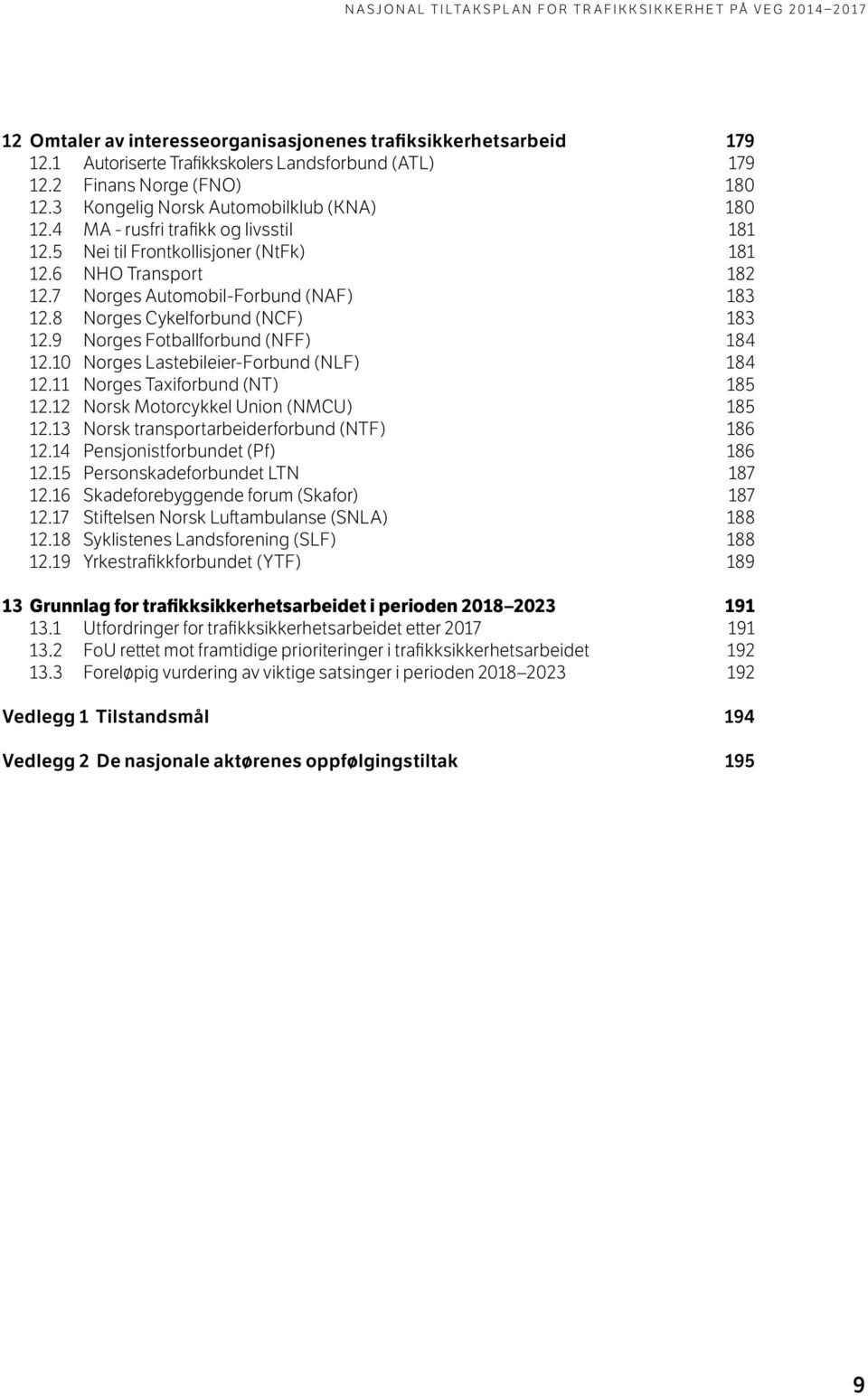 9 Norges Fotballforbund (NFF) 184 12.10 Norges Lastebileier-Forbund (NLF) 184 12.11 Norges Taxiforbund (NT) 185 12.12 Norsk Motorcykkel Union (NMCU) 185 12.