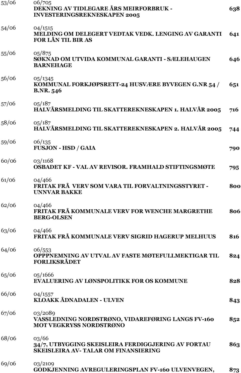 54 / B.NR. 546 638 641 646 651 57/06 05/187 HALVÅRSMELDING TIL SKATTEREKNESKAPEN 1. HALVÅR 2005 716 58/06 05/187 HALVÅRSMELDING TIL SKATTEREKNESKAPEN 2.