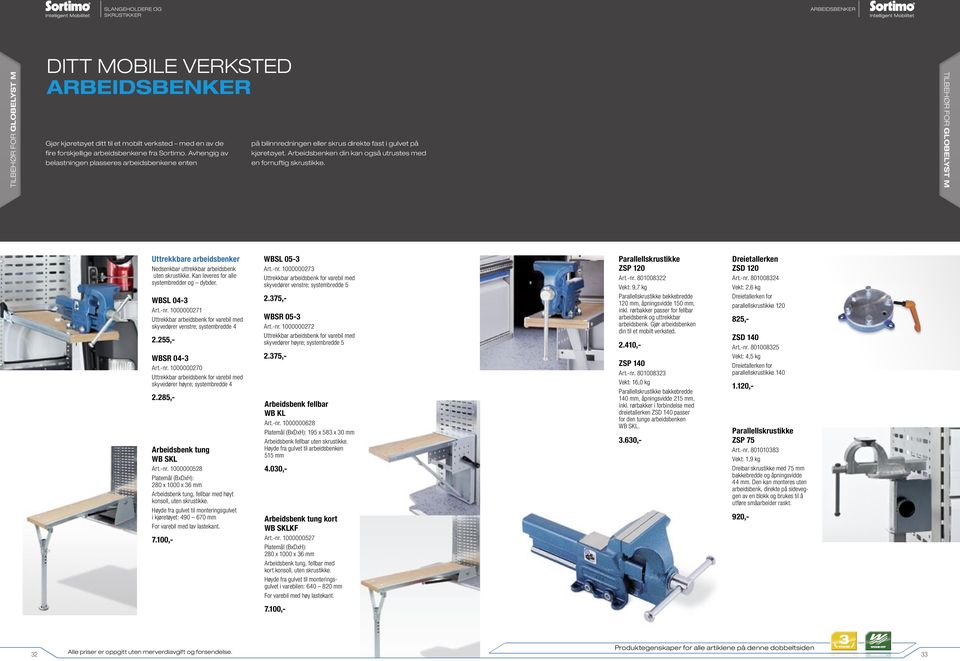 TILBEHØR FOR GLOBELYST M Uttrekkbare arbeidsbenker Nedsenkbar uttrekkbar arbeidsbenk uten skrustikke. Kan leveres for alle systembredder og dybder. WBSL 04-3 Art.-nr.