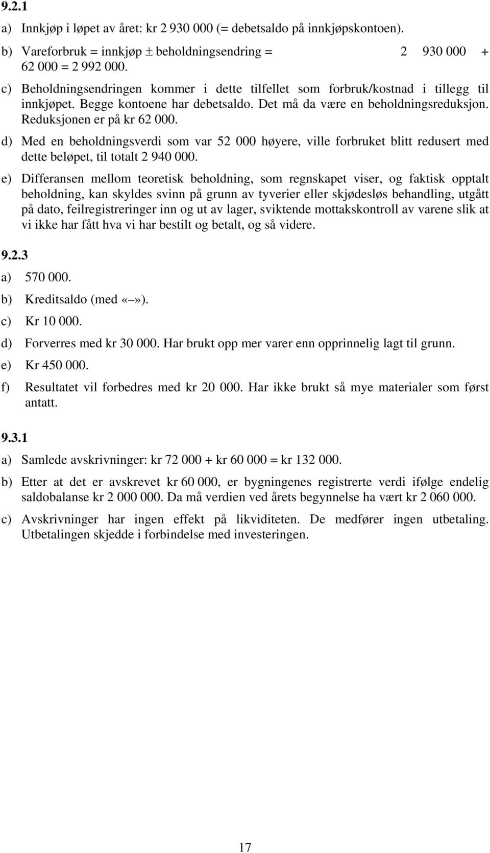 d) Med en beholdningsverdi som var 52 000 høyere, ville forbruket blitt redusert med dette beløpet, til totalt 2 940 000.