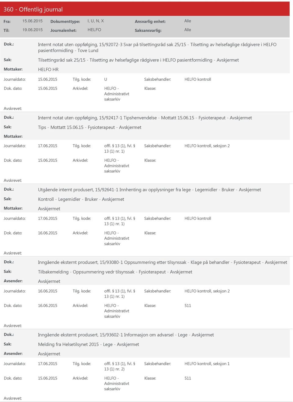 15 - Fysioterapeut - Tips - Mottatt 15.06.