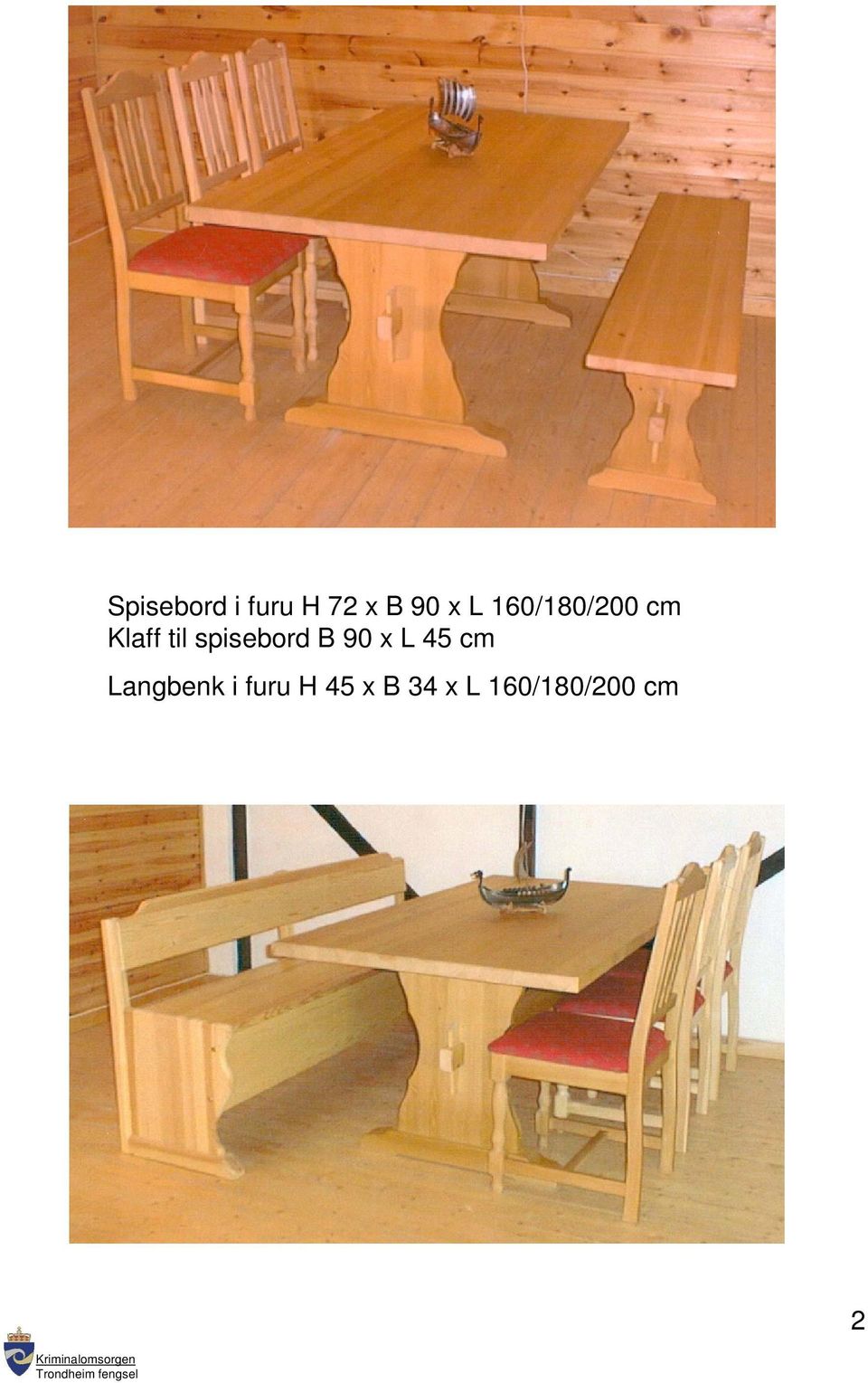 spisebord B 90 x L 45 cm
