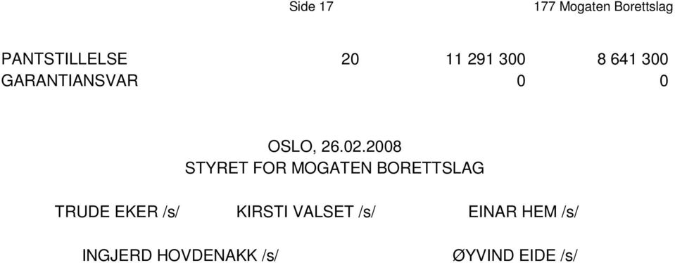 2008 STYRET FOR MOGATEN BORETTSLAG TRUDE EKER /s/