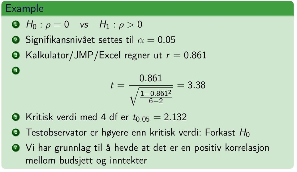 38 5 Kritisk verdi med 4 df er t 0.05 = 2.