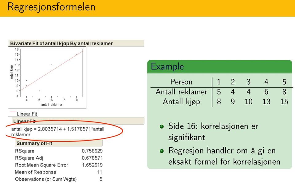 15 Side 16: korrelasjonen er signifikant