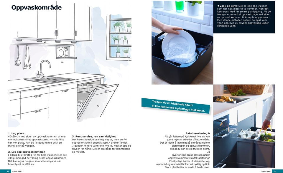 Vi kan hjelpe deg å planlegge kjøkkenet. 1. Lag plass 40 ved siden av oppvaskkummen er mer enn nok plass til et oppvaskstativ.