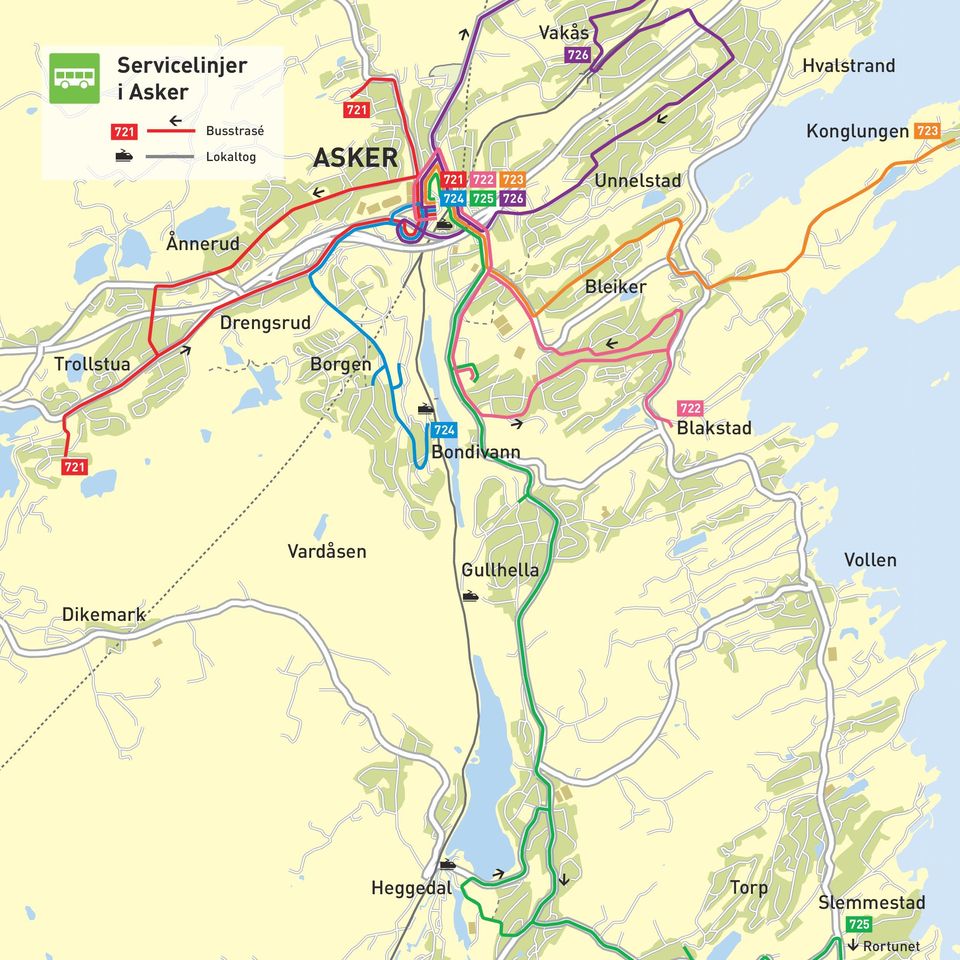 Drengsrud Borgen 721 724 Bondivann 722 Blakstad Vardåsen Gullhella Vollen